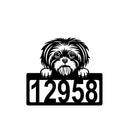 Shih Tzu Address Sign - Detailed Dog Design with Custom House Numbers The Metal Peddler