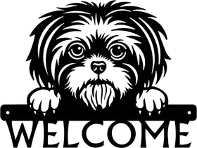 Shih Tzu Detailed Dog Face Welcome Sign or Custom Name The Metal Peddler
