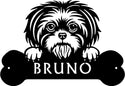 Shih Tzu Head and Dog Bone Sign with Custom Name or Numbers