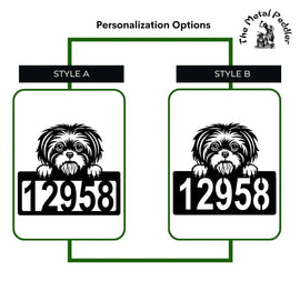 Shih Tzu Address Sign - Detailed Dog Design with Custom House Numbers The Metal Peddler