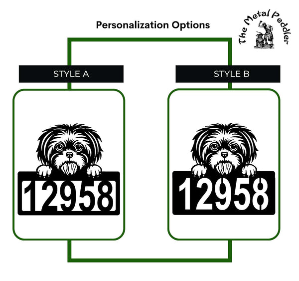 Shih Tzu Address Sign - Detailed Dog Design with Custom House Numbers