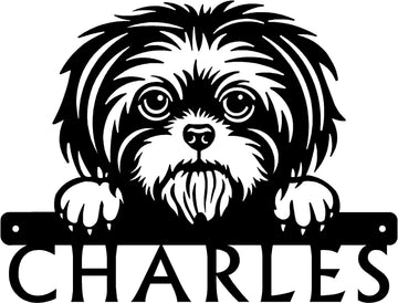 Shih Tzu Detailed Dog Face Welcome Sign or Custom Name The Metal Peddler