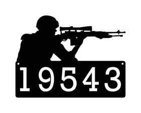 Military Sniper House Address or Personalized Name Sign - The Metal Peddler Address Signs address sign, hero, House sign, military, Name plaque, name sign, Personalized Signs, personalizetext, porch, sniper