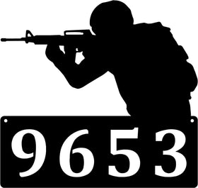 Army Solider Military House Address or Personal Name Sign - The Metal Peddler Address Signs address sign, army, hero, House sign, military, Name plaque, name sign, Personalized Signs, personalizetext, porch, soldier