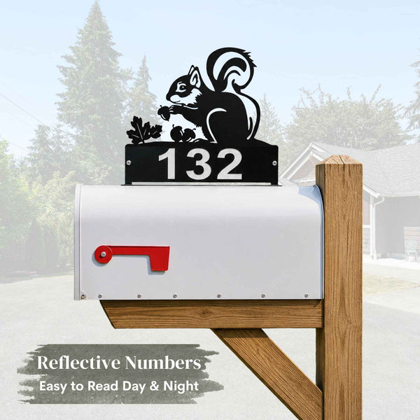 Squirrel Mailbox Topper - Personalized House Numbers