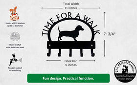 Dachshund TIME FOR A WALK Dog Key Rack & Leash Holder - The Metal Peddler Key Rack breed, Breed D, dachshund, Dog, doxie, Inv-T, key rack, leash rack, weiner Dog