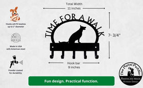 German Shepherd (Sitting) TIME FOR A WALK Dog Key Rack & Leash Holder - The Metal Peddler Key Rack Alsatian, breed, Breed G, Dog, German Shepherd, German Shepherd (Sitting), GSD, Inv-T, key rack, leash rack