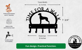 Great Dane TIME FOR A WALK Dog Key Rack & Leash Holder - The Metal Peddler Key Rack Breed G, Dog, Great Dane, Inv-T, key rack, leash rack