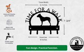 Pit Bull Terrier TIME FOR A WALK Dog Key Rack & Leash Holder - The Metal Peddler Key Rack Breed P, Dog, Inv-T, key rack, leash rack, Pit Bull, Pit Bull Terrier