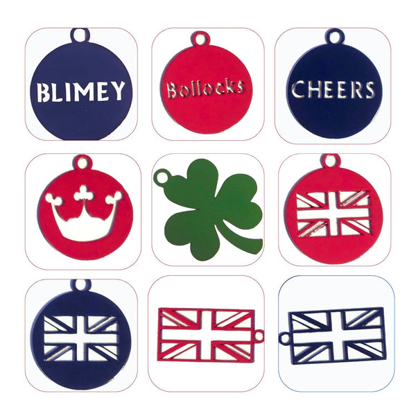 British-Themed Metal Keychains – UK Slang, Union Jack &amp; Shamrock Designs