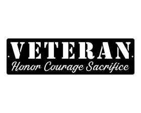 Honor Courage Sacrifice Veteran Sign Wall Decor - The Metal Peddler Wall Art dad, hero, military, office, sign, veteran, wall art, wall decor