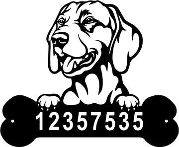 Vizsla Head and Dog Bone Sign with Custom Name or Numbers - 0