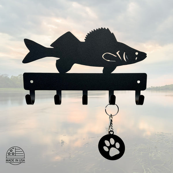 Walleye Key Holder with 5 hooks