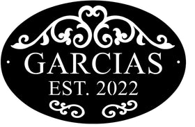 Stunning Scroll & Oval Name Number Plaque for Homes/ Weddings - The Metal Peddler Decorative Plaques address sign, decorative, oval, Personalized Gifts, personalized sign, Personalized Signs, personalizetext, porch, scroll, wall art, wall decor, wedding