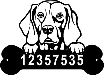 Weimaraner Head and Dog Bone Sign with Custom Name or Numbers - 0