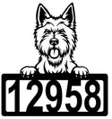 West Highland Terrier Address Sign - Detailed Dog Design with Custom House Numbers The Metal Peddler