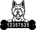 West Highland Head and Dog Bone Sign with Custom Name or Numbers