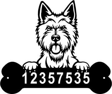West Highland Head and Dog Bone Sign with Custom Name or Numbers - 0