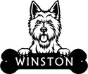 West Highland Head and Dog Bone Sign with Custom Name or Numbers
