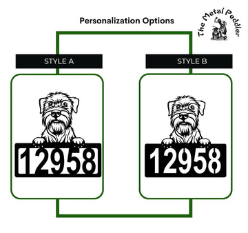 Wheaten Terrier Address Sign - Detailed Dog Design with Custom House Numbers The Metal Peddler