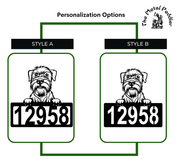 Wheaten Terrier Address Sign - Detailed Dog Design with Custom House Numbers