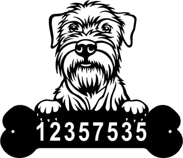 Wheaten Terrier Head and Dog Bone Sign with Custom Name or Numbers