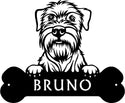 Wheaten Terrier Head and Dog Bone Sign with Custom Name or Numbers