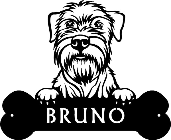 Wheaten Terrier Head and Dog Bone Sign with Custom Name or Numbers