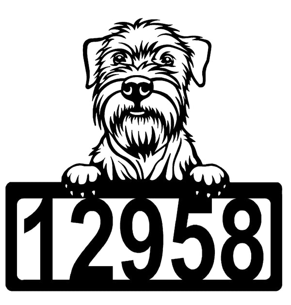 Wheaten Terrier Address Sign - Detailed Dog Design with Custom House Numbers