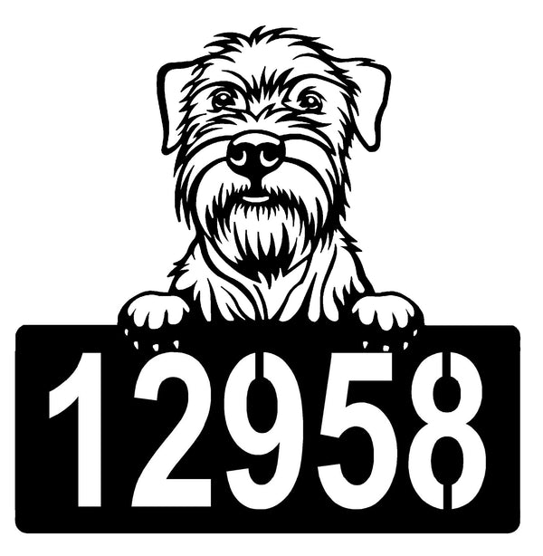 Wheaten Terrier Address Sign - Detailed Dog Design with Custom House Numbers