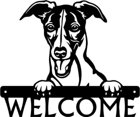 Whippet Detailed Dog Face Welcome Sign or Custom Name The Metal Peddler