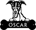 Whippet Head and Dog Bone Sign with Custom Name or Numbers