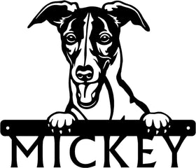 Whippet Detailed Dog Face Welcome Sign or Custom Name The Metal Peddler