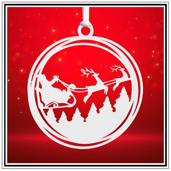 Santa and Sleigh Christmas Tree Ornament - The Metal Peddler Christmas Ornaments Christmas, holiday, Inv-T, seasonal, XO