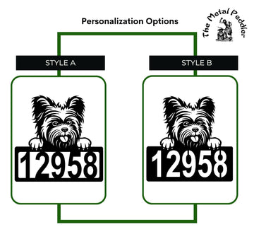 Yorkshire Terrier Address Sign - Detailed Dog Design with Custom House Numbers The Metal Peddler