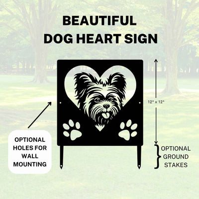 Yorkshire Terrier Name Sign or Heart Memorial Wall or Yard Plaque - The Metal Peddler Signage 02543-D-Heart Yorkshire Terrier-Wall Mount TheMetalPeddler.com