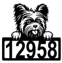 Yorkshire Terrier Address Sign - Detailed Dog Design with Custom House Numbers