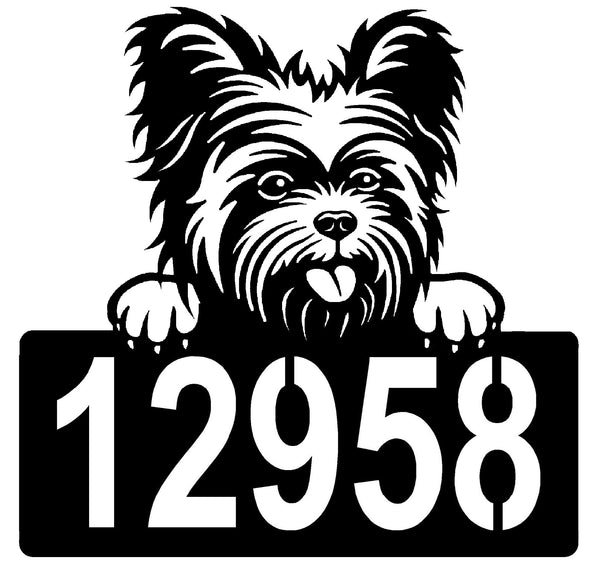 Yorkshire Terrier Address Sign - Detailed Dog Design with Custom House Numbers The Metal Peddler