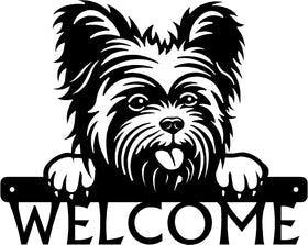 Yorkshire Terrier Detailed Dog Face Welcome Sign or Custom Name The Metal Peddler