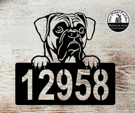 Boxer #1 Address Sign - Detailed Dog Design with Custom House Numbers The Metal Peddler