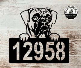 Boxer #1 Address Sign - Detailed Dog Design with Custom House Numbers