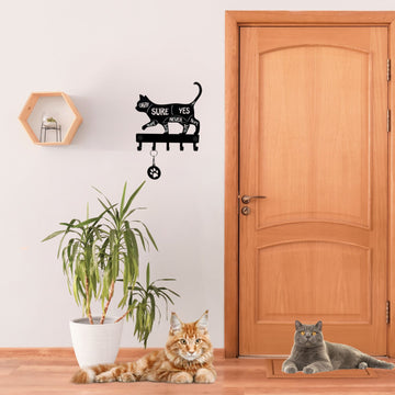 A key holder with a petting guide for cats