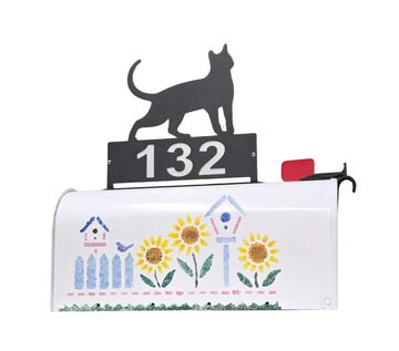 Cat Mailbox Topper with Personalized House Numbers