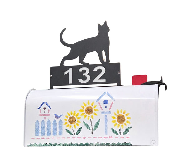 Cat Mailbox Topper with Personalized House Numbers