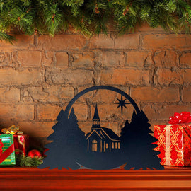 Church Scene Candle Stand – Midnight Blue