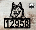 Collie Address Sign - Detailed Dog Design with Custom House Numbers The Metal Peddler