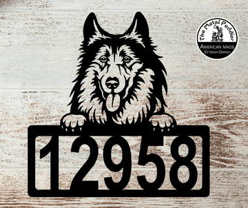 Collie Address Sign - Detailed Dog Design with Custom House Numbers