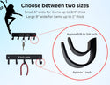 Comparison on sizes of key racks and hooks. Larger hooks are 1 inch deep, small hooks are up to 3/4 inch deep