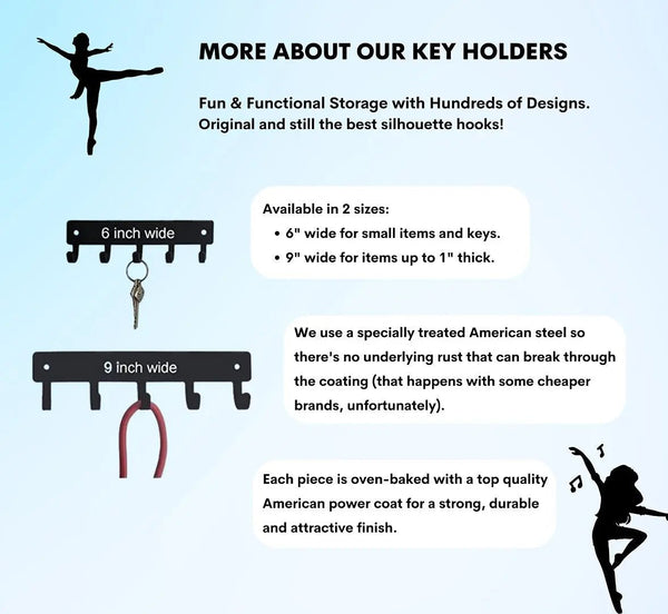 Ballet Key Rack Tap Dancers Trio Key Holder with 5 Hooks | The Metal Peddler