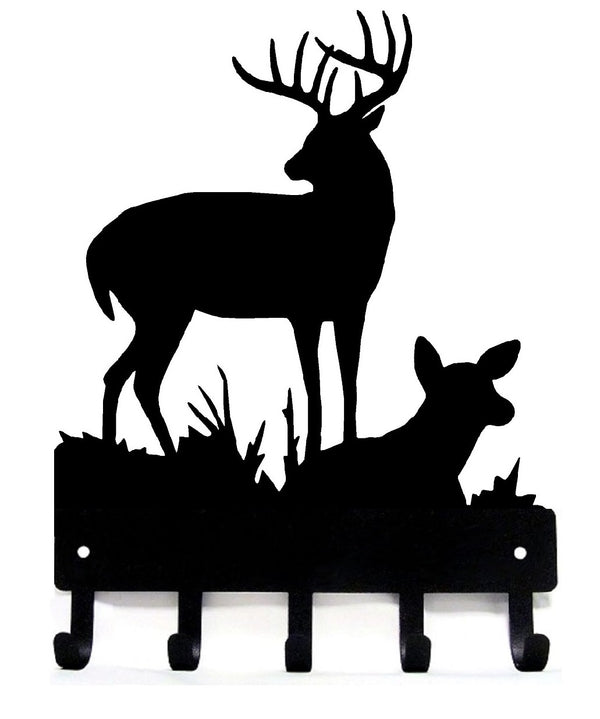 Deer Doe and Buck Family 2- Key Rack with 5 Hooks
